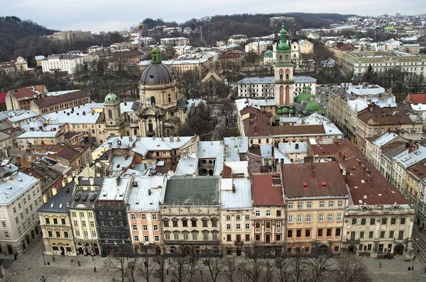 Panorama van de stad lvov van hoogte — Stockfoto
