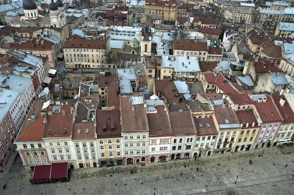 Panorama de la ciudad de Lvov desde la altura — Foto de Stock