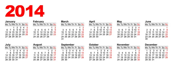 European Calendar 2014 — Stock Vector