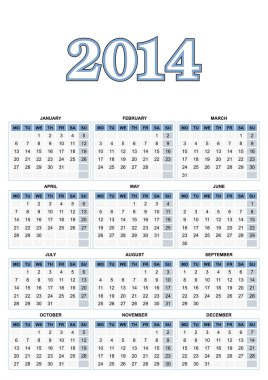 Avrupa takvimi 2014 yılında vektör için