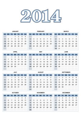 Amerikan takvim 2014 yılında vektör için