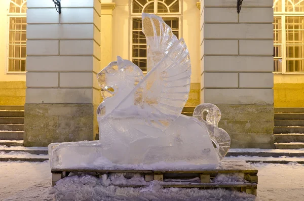 Ledové sochy v centru lvov — Stock fotografie
