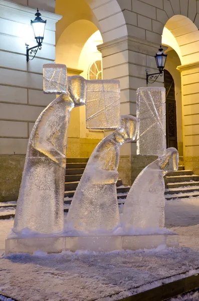 Esculturas de hielo en el centro de Lvov —  Fotos de Stock