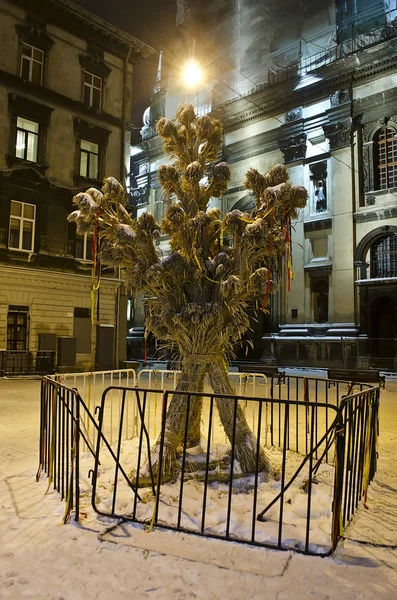 Symbol för jul - didukh, i stadens centrum i lvov — Stockfoto