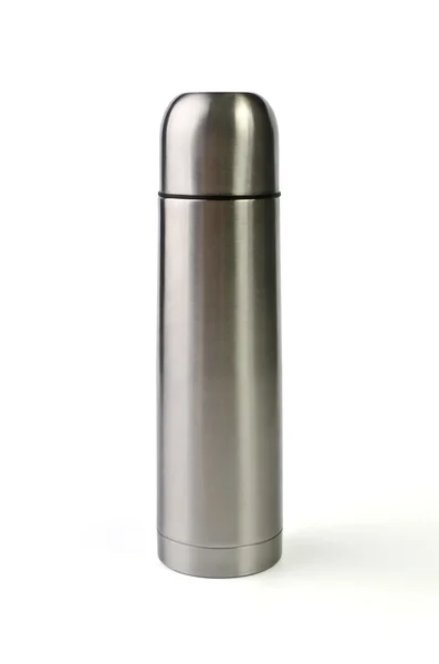 Metal thermos isolated over white — Stock Photo, Image