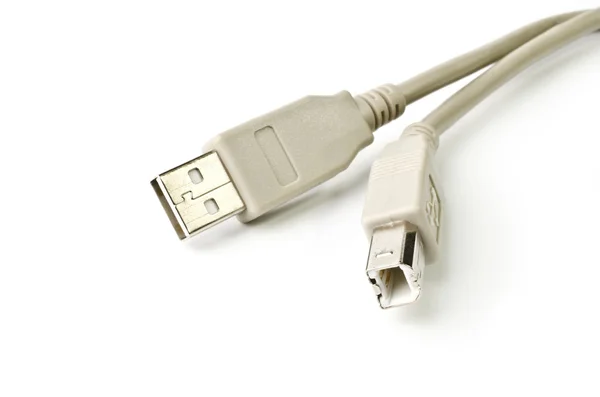 Kabel usb biały na białym tle nad białym — Zdjęcie stockowe