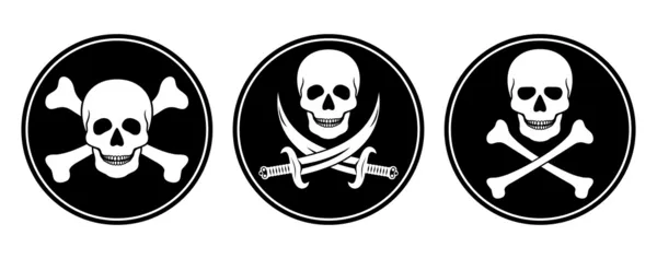 Skull and crossbones, and skull with swords in vector — Stock Vector