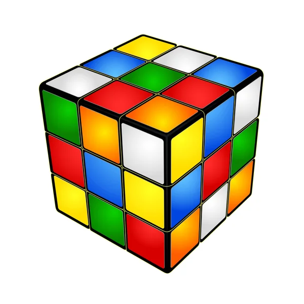 Cubo abstracto con células de color en vector, aislado sobre blanco — Archivo Imágenes Vectoriales