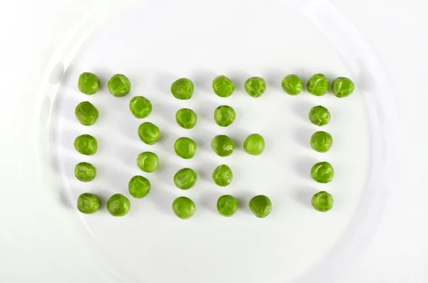Slovo dieta zelený hrášek — Stock fotografie