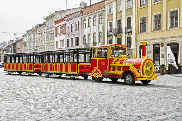 Tourist road train in Lvov — Stock Photo, Image