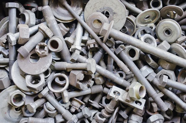 Old bolts, nuts, washers, screws — Stock Photo, Image