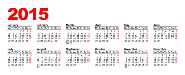 Europäischer Kalender 2015 — Stockvektor