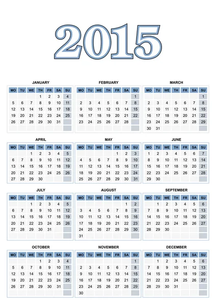 Europäischer Kalender 2015 — Stockvektor