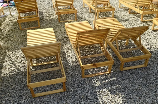 Wooden Chaise Lounges Beach Crimea — Stock Photo, Image