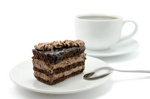 巧克力蛋糕和一杯茶 — 图库照片