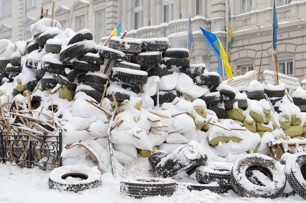 Barricadas de neumáticos en Ucrania — Foto de Stock
