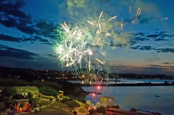 Fogos Artifício Feodosia Crimeia Ucrânia — Fotografia de Stock