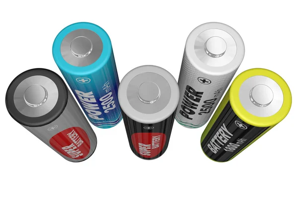 Fünf AA-Batterien — Stockfoto