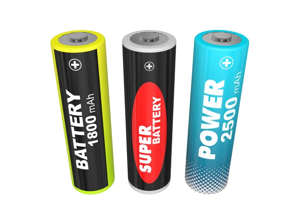 Three AA batteries — Stock Photo, Image
