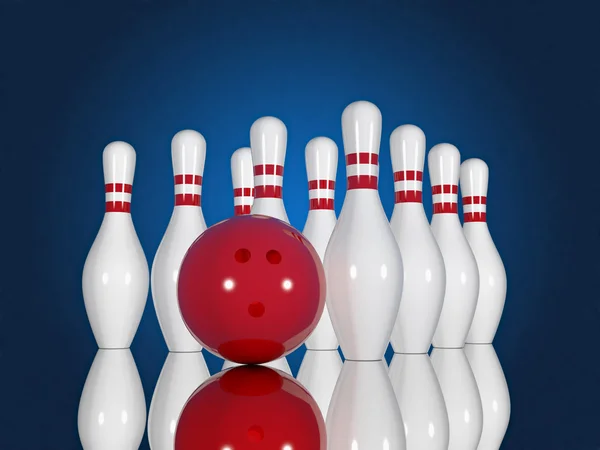 Bowling pins and ball — Stock Photo, Image