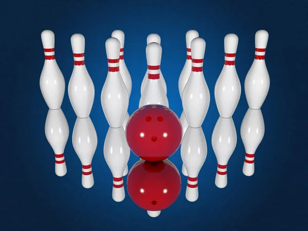 Bowlingspelden en bal — Stockfoto