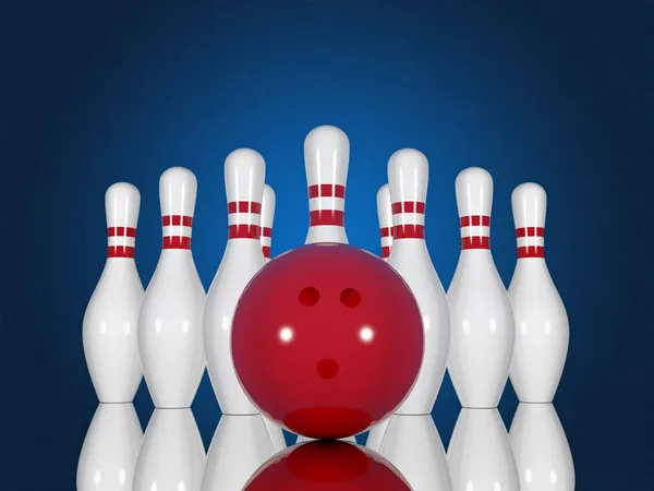 Bowling pins and ball — Stock Photo, Image