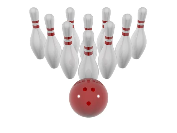 Bowling pins and ball — Stock Photo, Image