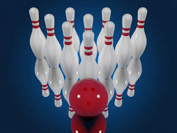 Birilli e palla da bowling — Foto Stock