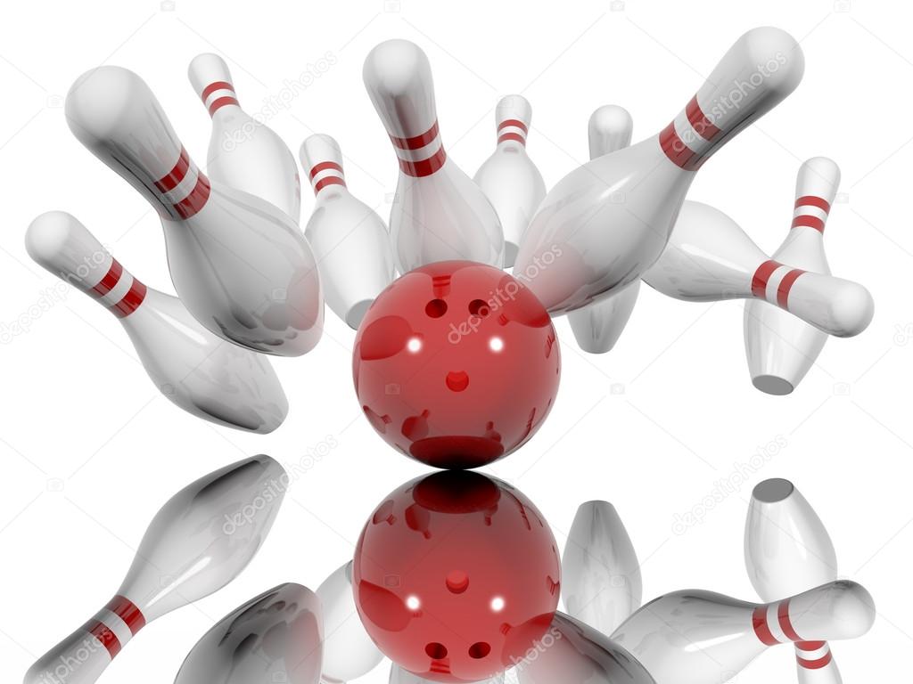 Ball crashing into bowling pins