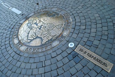 City map on the sidewalk, Kharkiv