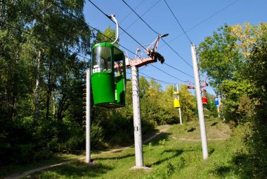 Cableway cabins on high, Kharkiv, Ukraine