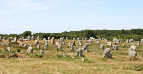 Plattelandsveld Met Groepering Van Rechtop Staande Monolieten Grote Stenen — Stockfoto