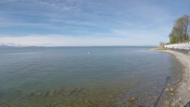 Pohled Bodamské Jezero Jaře Pěkným Počasím Světlými Vlnami — Stock video