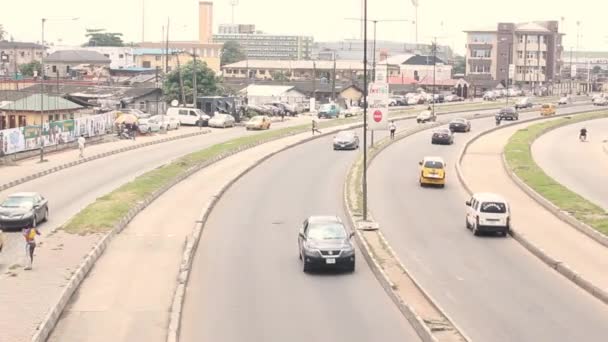 Οκτωβρίου 2022 Εναέρια Ρολό Ενός Σταθμού Λεωφορείων Στο Surulere Lagos — Αρχείο Βίντεο