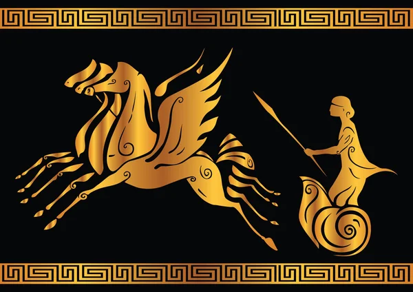 Golden Chariot with Gladiator — Stock Illustration Golden Chariot with Gladiator Royalty Free Stock Vectors