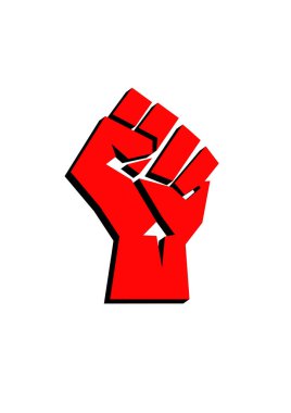 Red vector fist logo on white background. Glory to Ukraine. Ukrainian Insurgent Army. Fist vector pattern