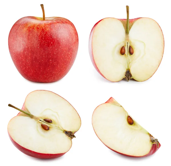 Συλλογή Μήλων Απομονωμένη Λευκό Φόντο Αποκοπή Μήλου Μονοπάτι Κόκκινο Μήλο — Φωτογραφία Αρχείου