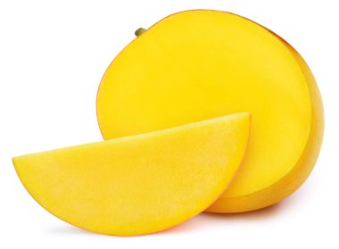 Beyaz arka planda izole edilmiş mango dilimli mango. kırpma yolu ile mango