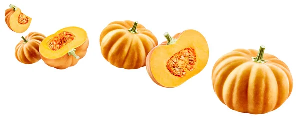 Pumpkin Flying Vegetable Isolated White Background Clipping Path Pumpkin — Stock Fotó