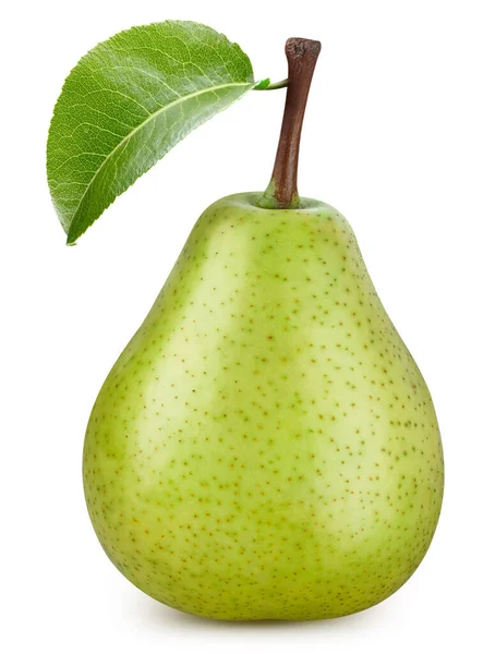 Birne Isoliert Auf Weißem Hintergrund Birne Mit Blatt Schmecken Volle — Stockfoto