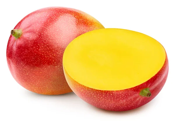 Mango Isolato Sullo Sfondo Bianco Metà Mango Frutti Freschi Mango — Foto Stock