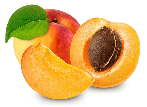 Плоды абрикоса с изоляцией листьев — стоковое фото