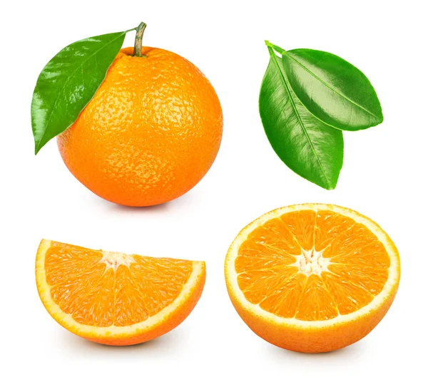Orange Isolé Sur Fond Blanc Goût Orange Avec Feuille Profondeur — Photo