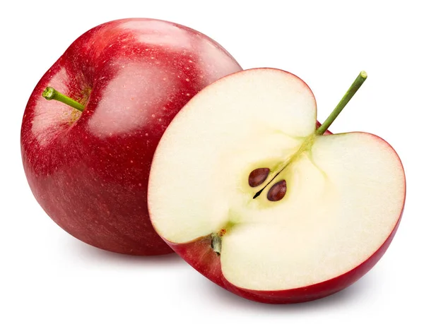 アップル 白い背景に赤いリンゴが孤立しています アップルマクロ クリッピングパスで — ストック写真