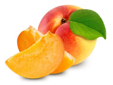 Kayısılar. Kayısı beyaz arka planda izole edilmiş. Kayısı makrosu. kırpma yolu ile