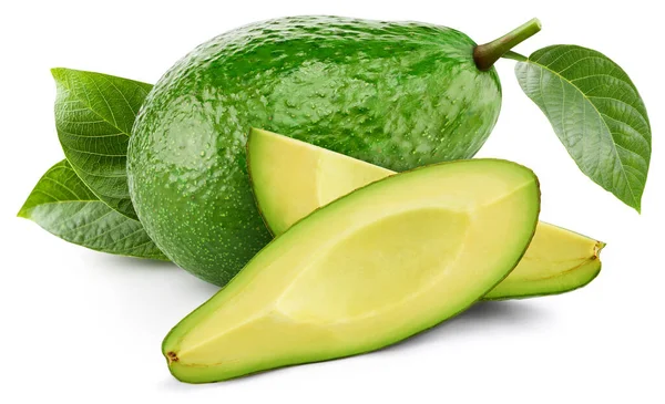 Avocado Isoliert Avocadoscheibe Avocado Auf Weißem Hintergrund Mit Schnittpfad — Stockfoto