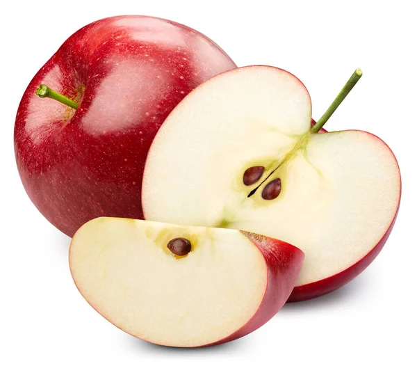 Κόκκινο Μήλο Φρέσκο Βιολογικό Μήλο Απομονωμένο Λευκό Φόντο Μακρό Μήλο — Φωτογραφία Αρχείου