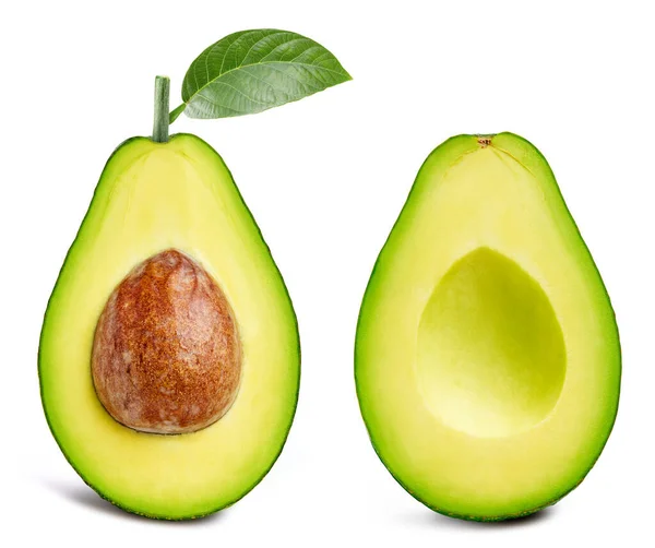 Avocado Half Avocado Isolated White Background Avocado Macro Clipping Path — Stock Photo, Image