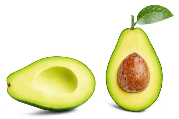Avocado Halb Sammlung Frische Bio Avocado Isoliert Auf Weißem Hintergrund — Stockfoto