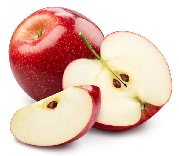 Φρέσκο Μήλο Απομονωμένο Λευκό Φόντο Κόκκινο Μήλο Κόβεται Μονοπάτι Μήλο — Φωτογραφία Αρχείου